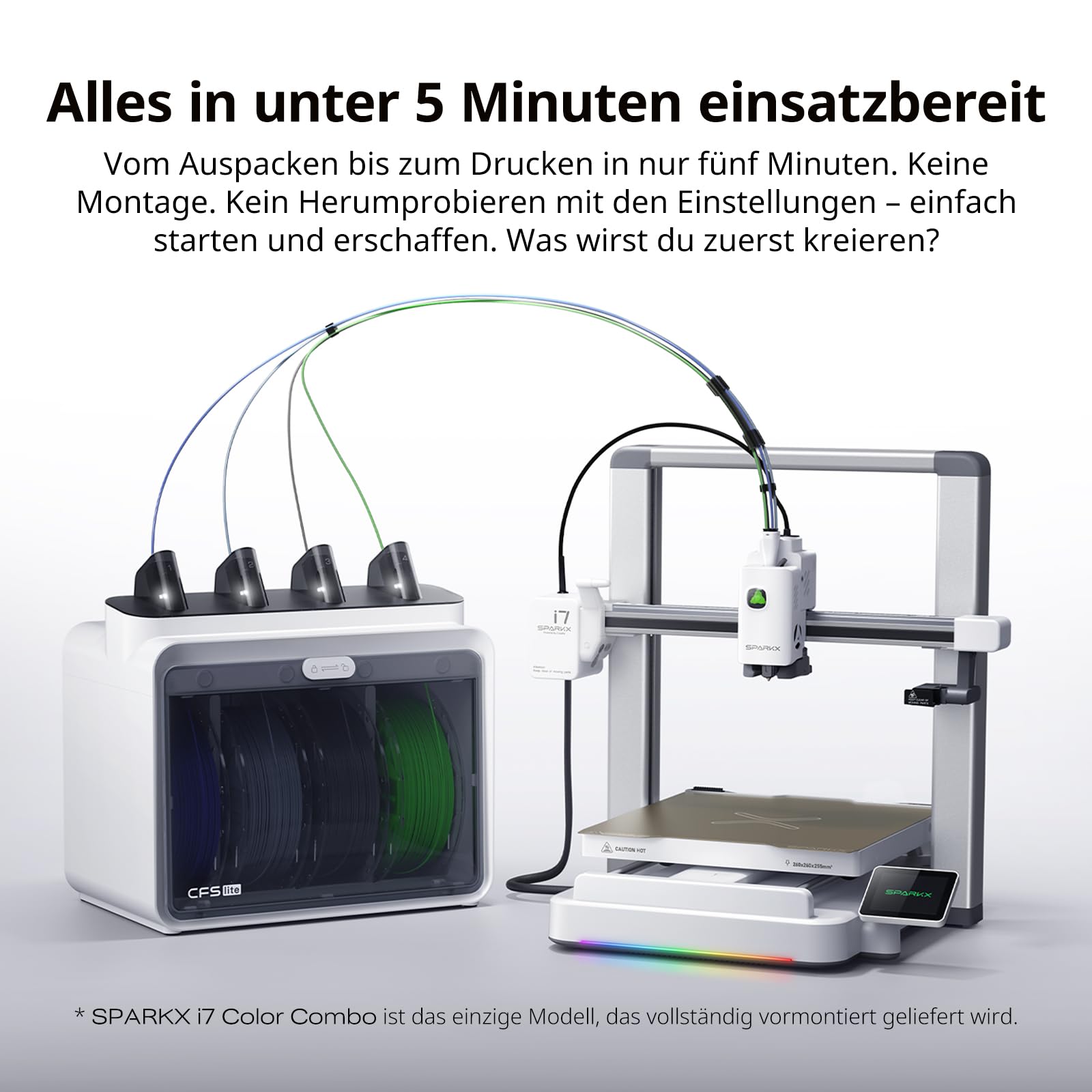 Creality SPARKX i7 Color Combo 3D-Drucker, KI Foto-zu-3D Modellierung, Mehrfarbiger Druck bereit, Automatische Nivellierung, Desktop FDM 3D-Drucker für Einsteiger