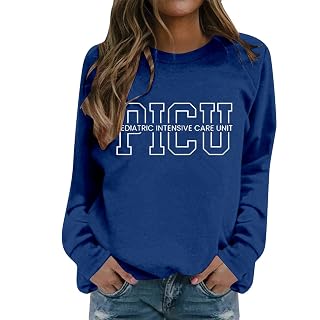 Women Picu Crewneck Nurse Sweatshirts Letter Graphic Printed Pullover Long Sleeve Oversized Casual Hoodies Fashion Clothes