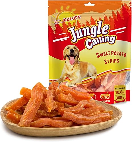 Jungle Calling Golosinas para perros, golosinas de batata para perros, masticables naturales de batata para perros, golosinas bajas en grasa,
