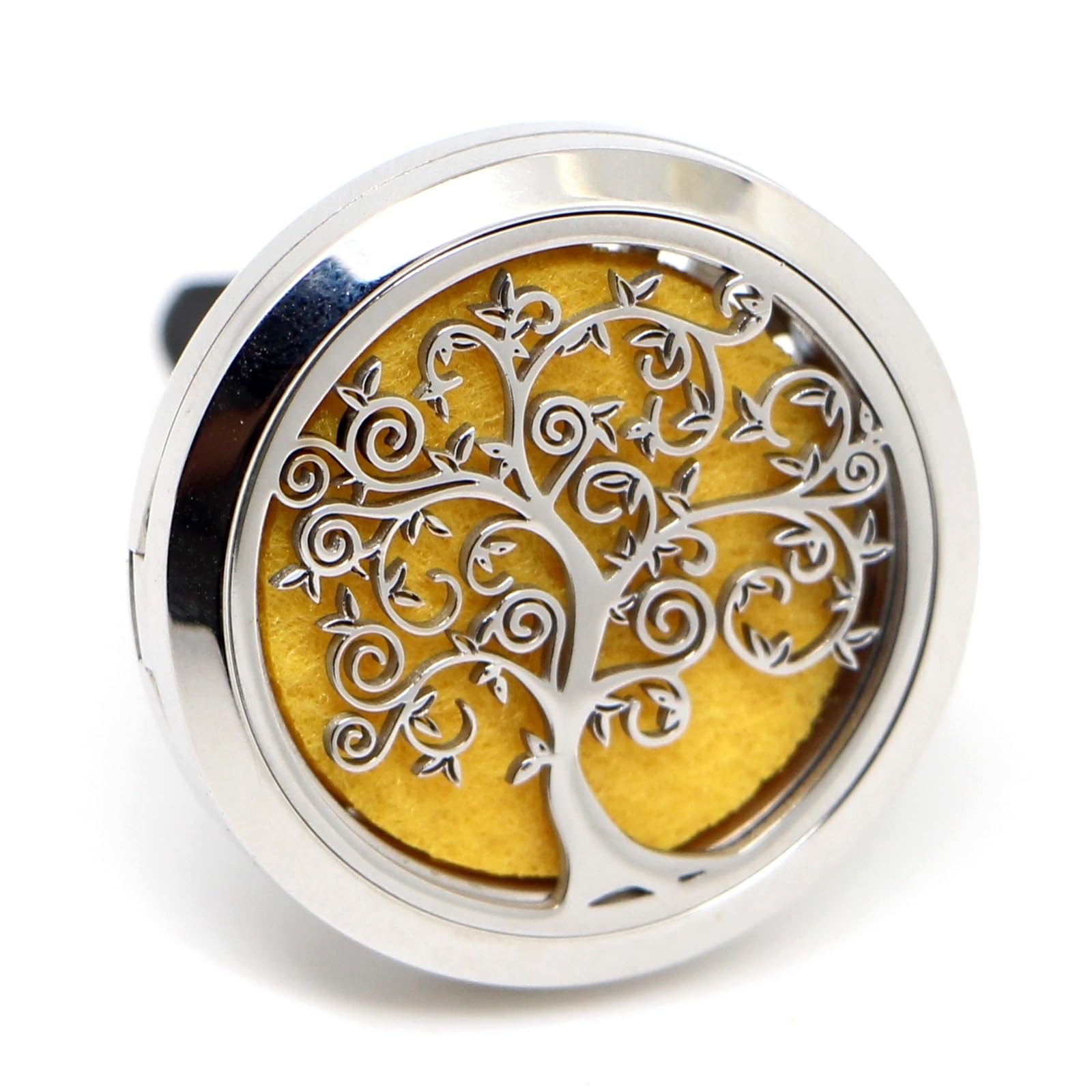 Zen'Aromat Dyfuzor olejków eterycznych do samochodu Clip'Aroma Drzewo Życia, Dyfuzor + 5 brylantów z olejkiem eterycznym lub perfumami, stal nierdzewna, mocowanie na kratce wentylacyjnej