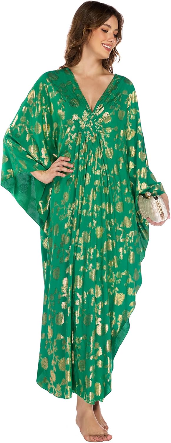Bsubseach Kaftan Dresses for Women Plus Size Caftan Batwing Sleeves Beach Cover Up Maxi Beach Dress - Image 4