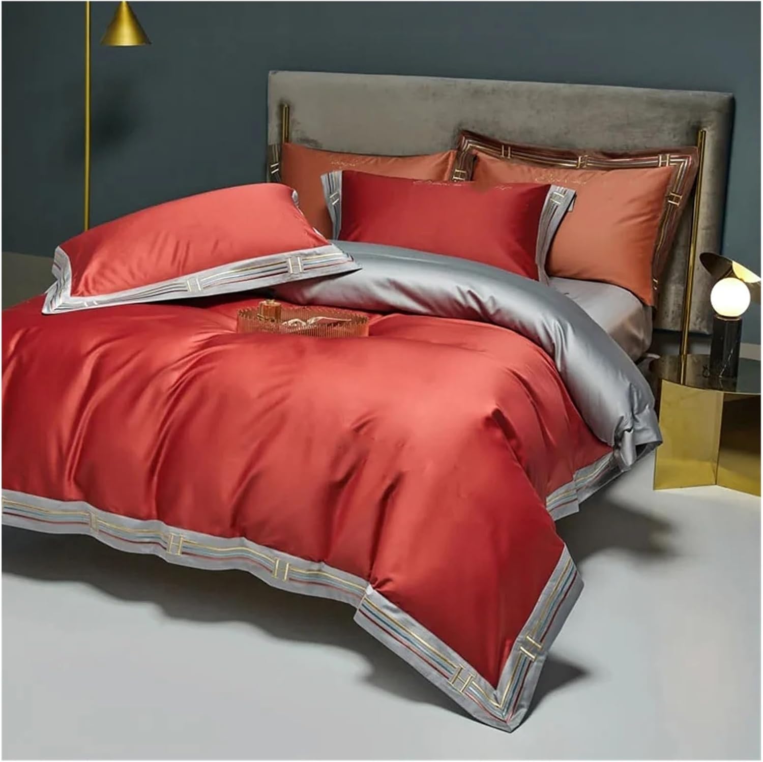 Luxury Bedding Set 1000TC Cotton Duvet Cover Green Bed Cover Sheet King Bedding Queen Size Comforter Sets,Bed