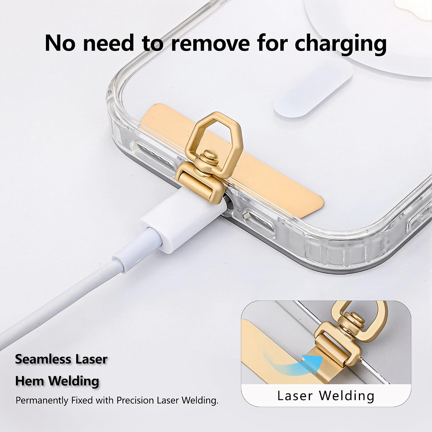 ZXZone Metal Phone Tether Tab, Anti-Scratch, Metal Phone Patch, Universal Cellphone Lanyard Pad for Full Phone Cases, 2 Pieces (XS-Gold) image 4