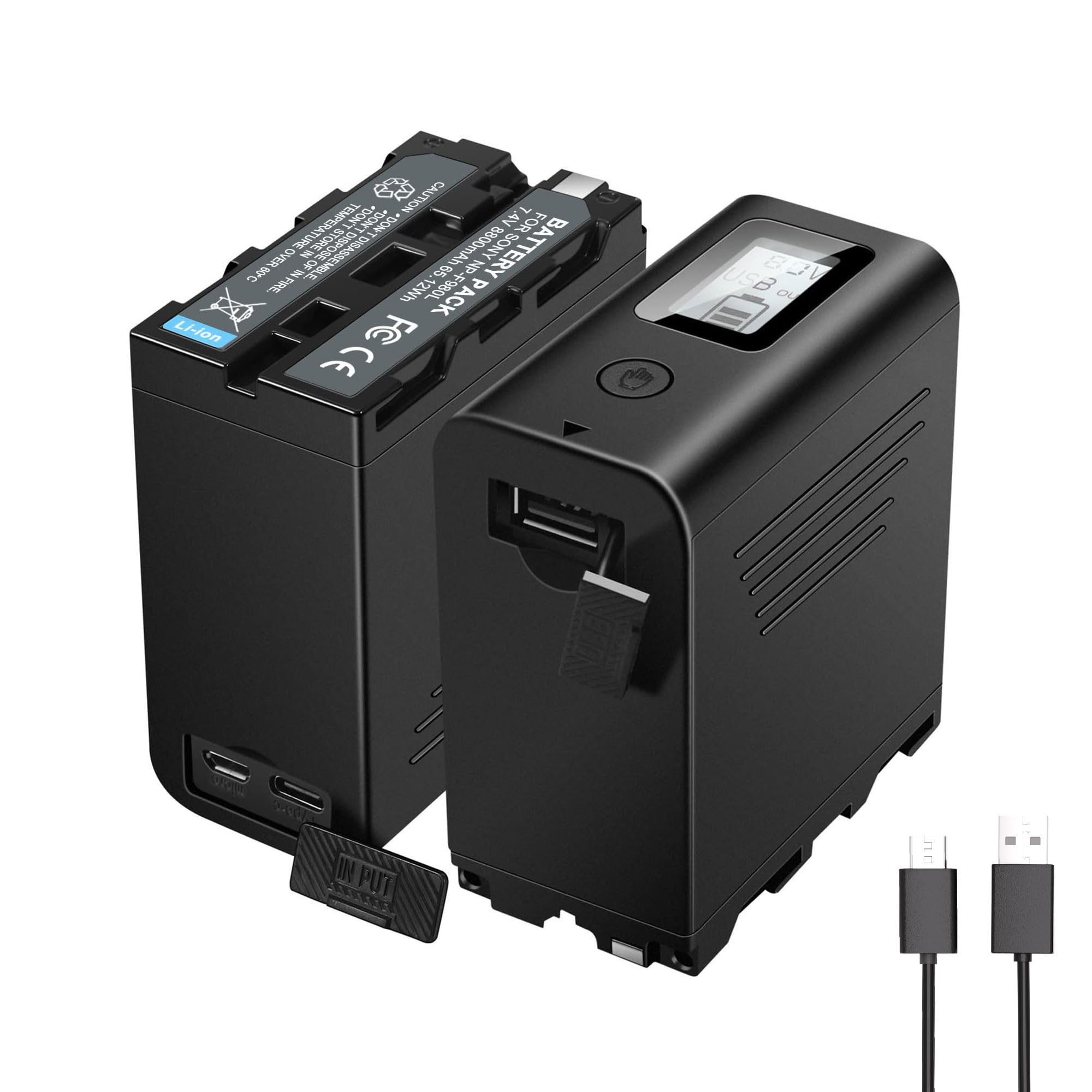 KUNLUN 2-Pack 8800mAh NP-F970 Battery Compatible for Sony NP-F Battery NP-F970 NP-F975 NP-F980 NP-F960 NP-F770 NP-F750 NP-F550 and Sony Handycam