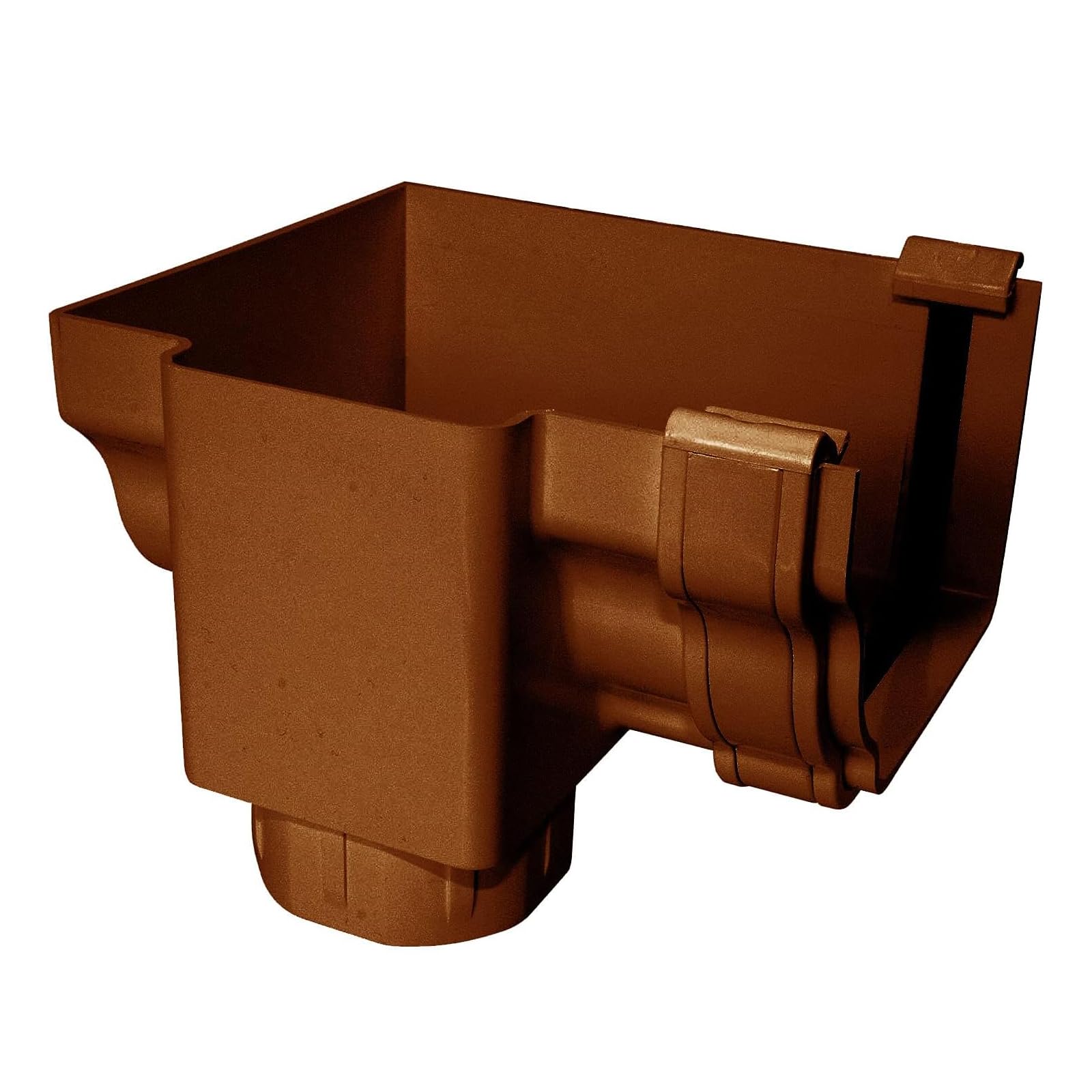 Truly Pvc Supplies Chocolate Brown Stopend Offset Outlet For Marley Classic Ogee Gutter Of Ultraframe Classic Conservatory Roof Guttering (Left-Hand (With Clips), )