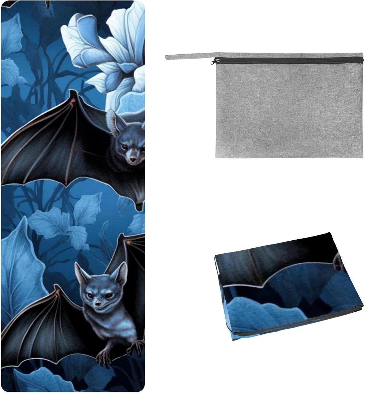 Yoga Towel, Bat Pattern Non Slip Sweat Absorbent Hot Yoga Mat Towel for Hot Yoga, Pilates and Fitness - 72.8" x 26.8"