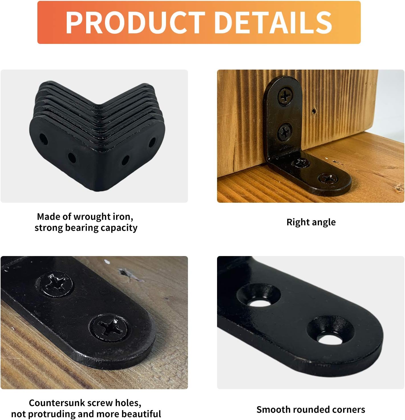 20 Pcs L Corner Brackets 2x2 Inch Black Heavy Duty L Bracket for Joint Right Angle Shelf Support Corner Braces for Shelves, Wood Furniture, Cabinet with Screws (20 Pack)