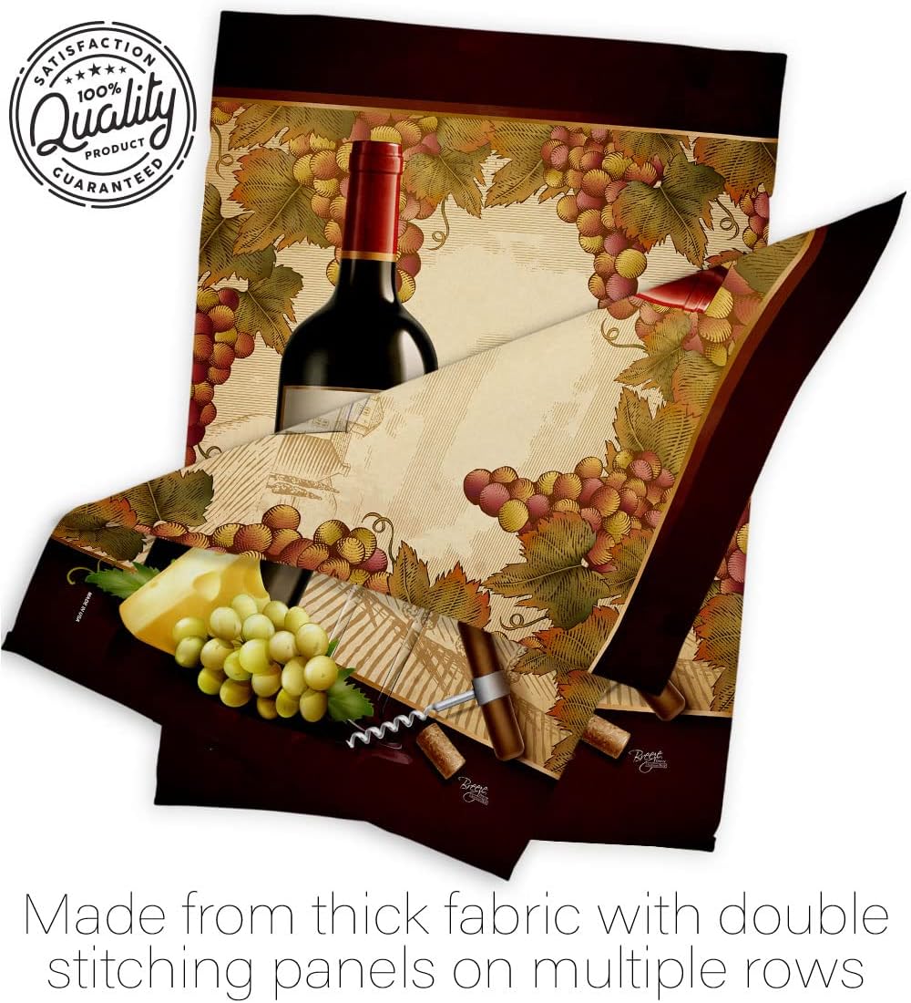 Breeze Decor Winery House Flag Beverages Wine Drink Fruits Cheese Sangria White Red Rose Dessert Sparkling Decoration Banner Small Garden Yard Gift Double-Sided, Made in USA