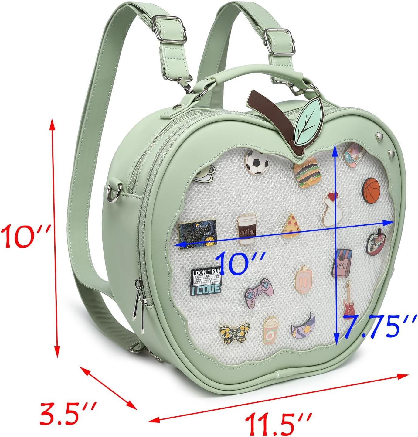 CHERRY SAUCE Cute Red Apple Ita Bag Kawaii Pin Display Purse Backpack Crossbody Shoulder Bag - Image 2