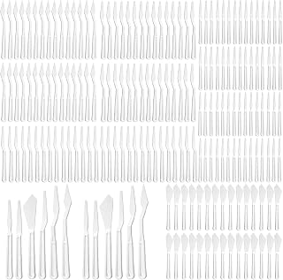 30 Sets 180 Pcs Plastic Palette Knife Set, White Paint Spatula Tools with 6 Assorted Styles, Beginner Friendly Reusable Painting Scrapers for Acrylic Oil Watercolor Mixing, DIY Art Supplies