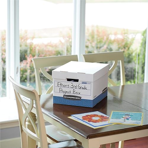 Miniatura 3 de Bankers Box 0724303 R-KIVE Max Caja de Almacenamiento, CartaLegal, Tapa de Bloqueo, BlancoAzul, 4Caja