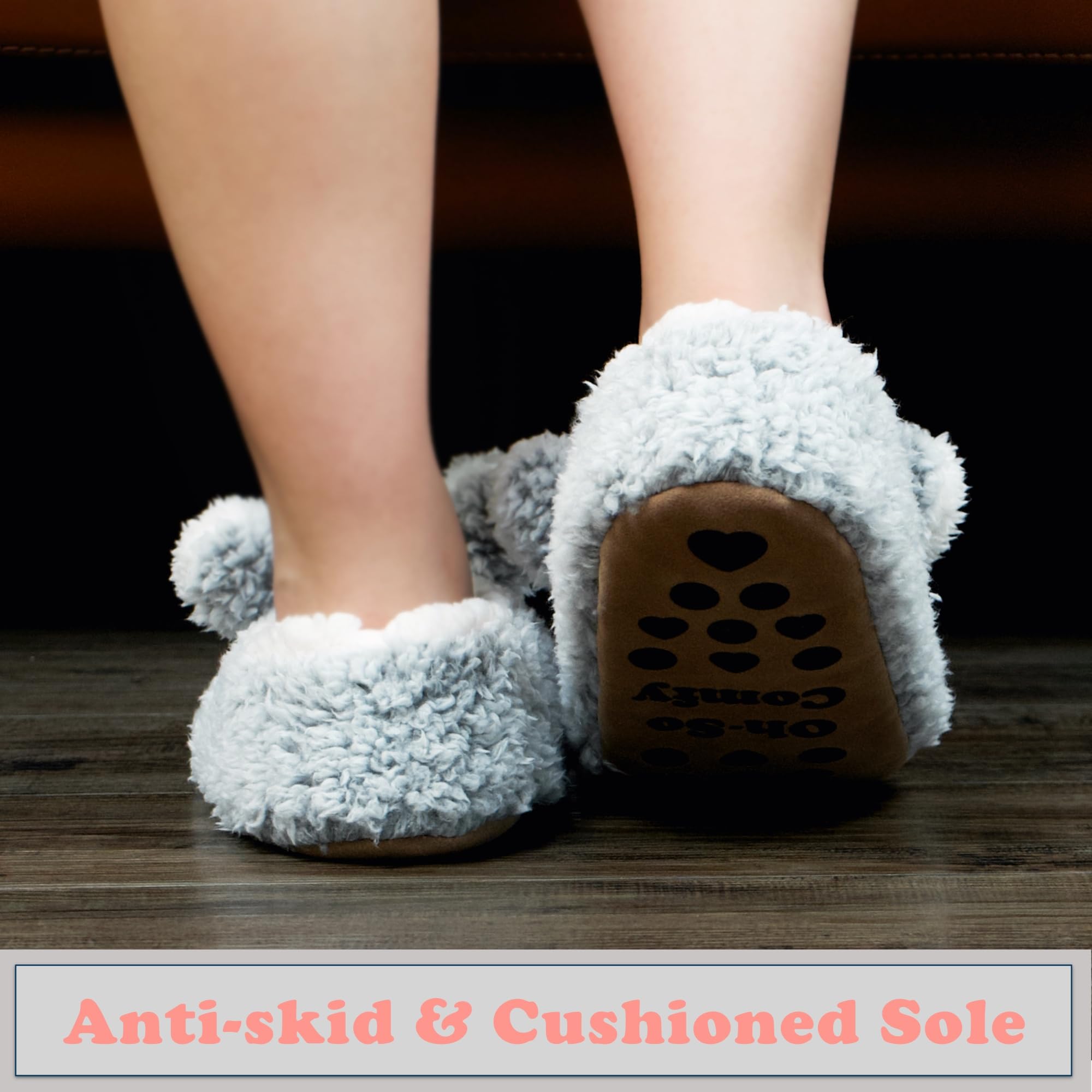 cosyone1997 Bonitas pantuflas de animales para niños, niñas y mujeres, calcetines peludos con suela antideslizante suave, regalos únicos para mamá y amantes de los animales