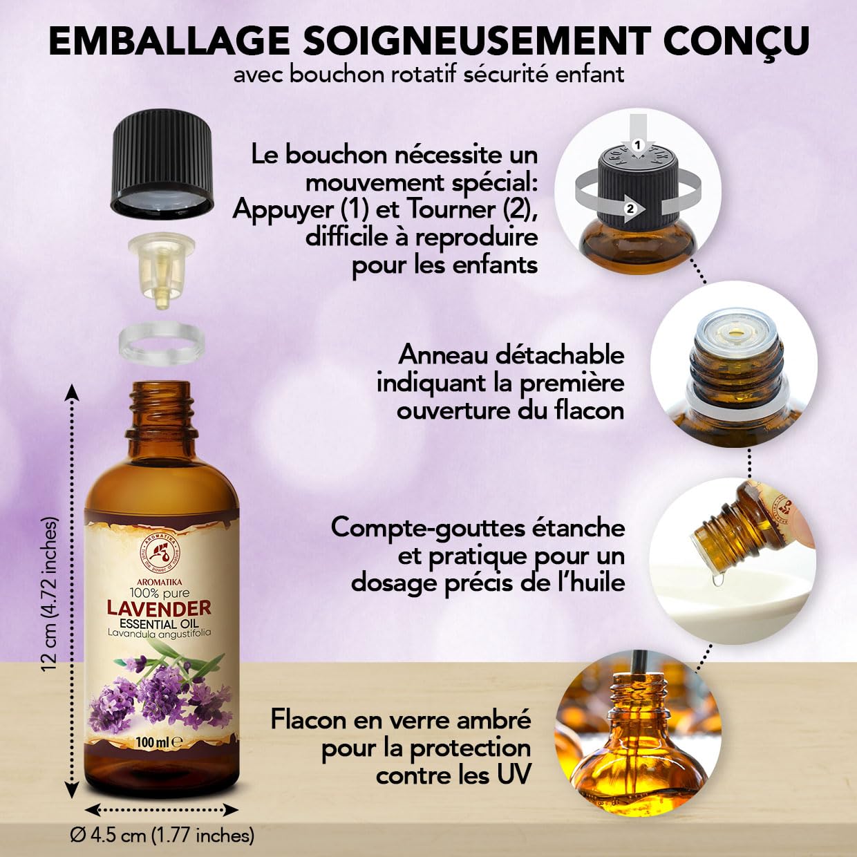 Huile Essentielle De Lavande 2x100 ml - Lavandula Angustifolia - pour Diffuseur et Lampe Aroma - le Savon et les Bougies - Parfums d'Intérieur - Arôme frais - Aromathérapie