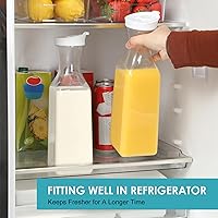 Vista 4 de NETANY Jarra de agua de plástico de 50 onzas con tapa abatible, juego de 2 recipientes de jugo de base cuadrada, jarra de plástico transparente