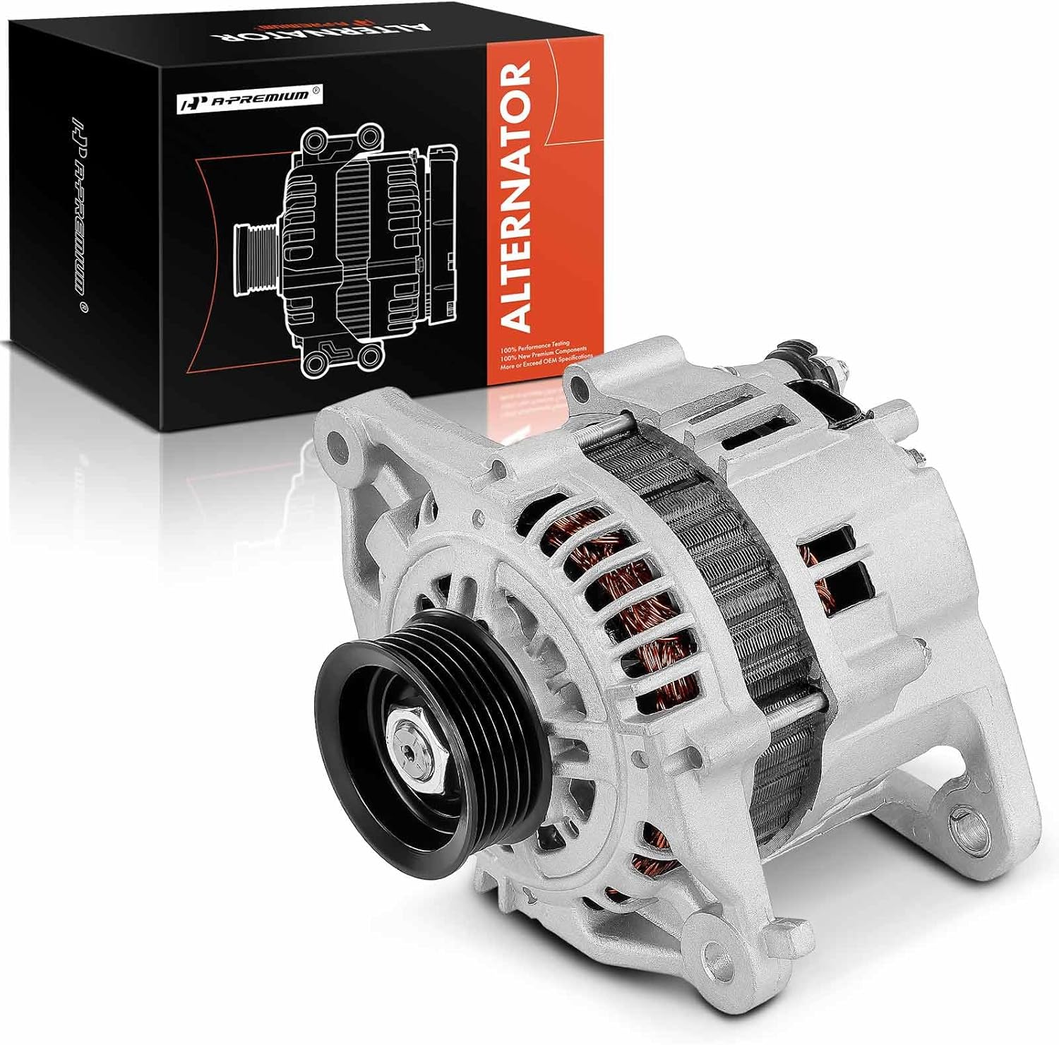 A-Premium Alternator Compatible with Nissan Sentra, 200SX, 1.6L, 1995-1996, 12V 70A 6-Groove Pulley Clockwise, Replace# 231000M003, 231000M003R