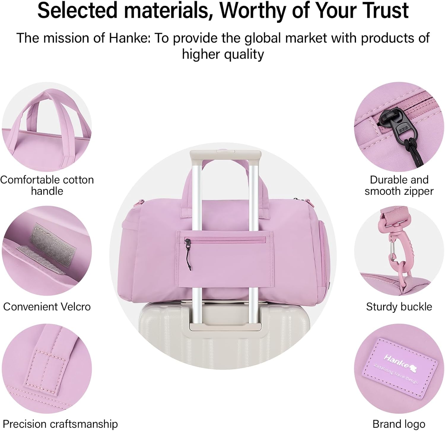 Hanke Cloud Carry On Luggage Bags for Travel Carry On Bag for Women Lightweight Travel Tote Bag Overnight Weekender Bag, Lilac Purple - Image 4