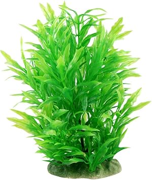 CNZ Aquarium Decor Fish Tank Artificial Plastic Plant, 8.9-inch Green
