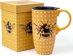 DUSVALLY 17oz Mug de voyage en céramique avec limon, Inspirational Floral Café Mug - Céramique avec poignée, micro-ondes & Sans lave-vaisselle, tasse florale inspirante pour le café, le thé et l'utilisation quotidienne.