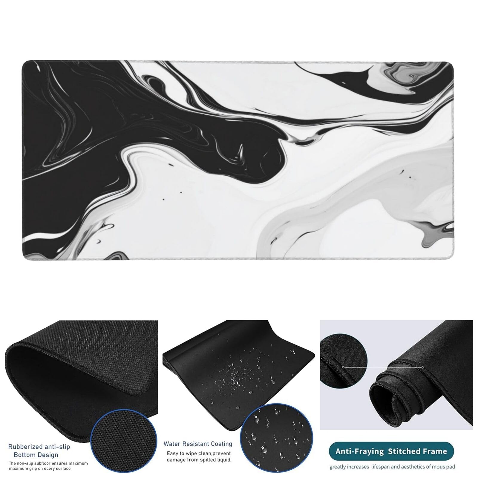 Negro Alfombrilla de Ratón XXL 1200x600x3mm, Alfombrilla Raton Ondulación del agua de Superficie Especial, Alfombrilla Ratón Gaming XXL de Alta Precisión 120x60cm, Duradera, Accesorios de Oficina-z555
