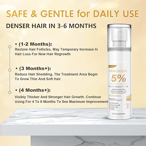 Miniatura 5 de Minoxidil para hombres y mujeres, suero de biotina para el crecimiento del cabello con batana y romero para tratamientos de crecimiento de barba y