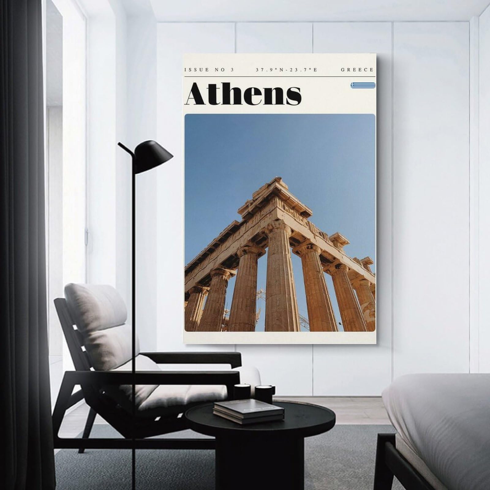 Junmoney Athens Greece Travel Art Canvas Wall Decor, 24x36inch(60x90cm), for Office, Study Or Home Workspace, Wall Art That Adds Style to Work Areas