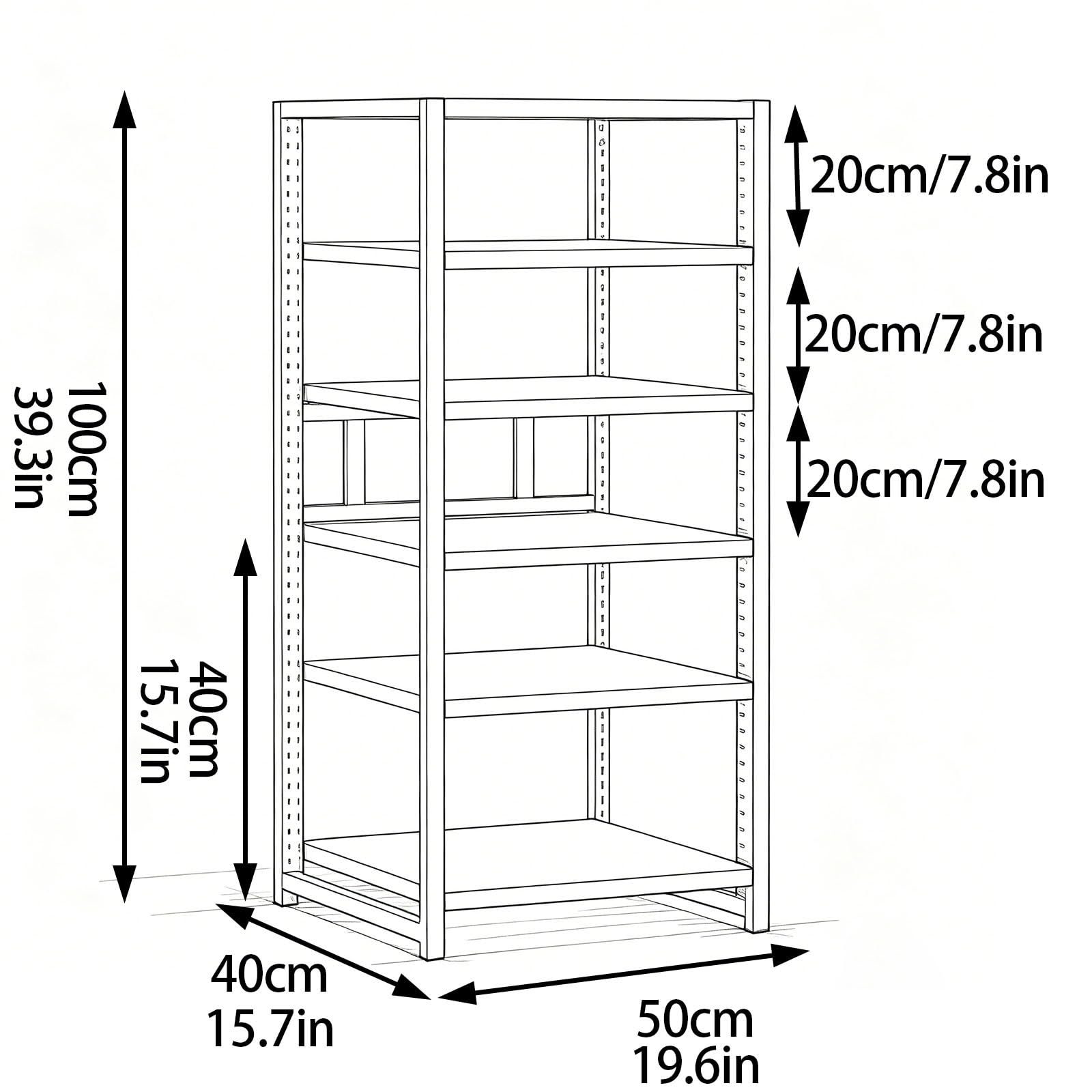 Supporto Rack Audio per Mobile Stereo e conservazione Supporti, Supporto Stereo modulare da 3 a 6 Ripiani per Home Theater, Ufficio e Soggiorno(Brown,19.6x15.7x23.6in)