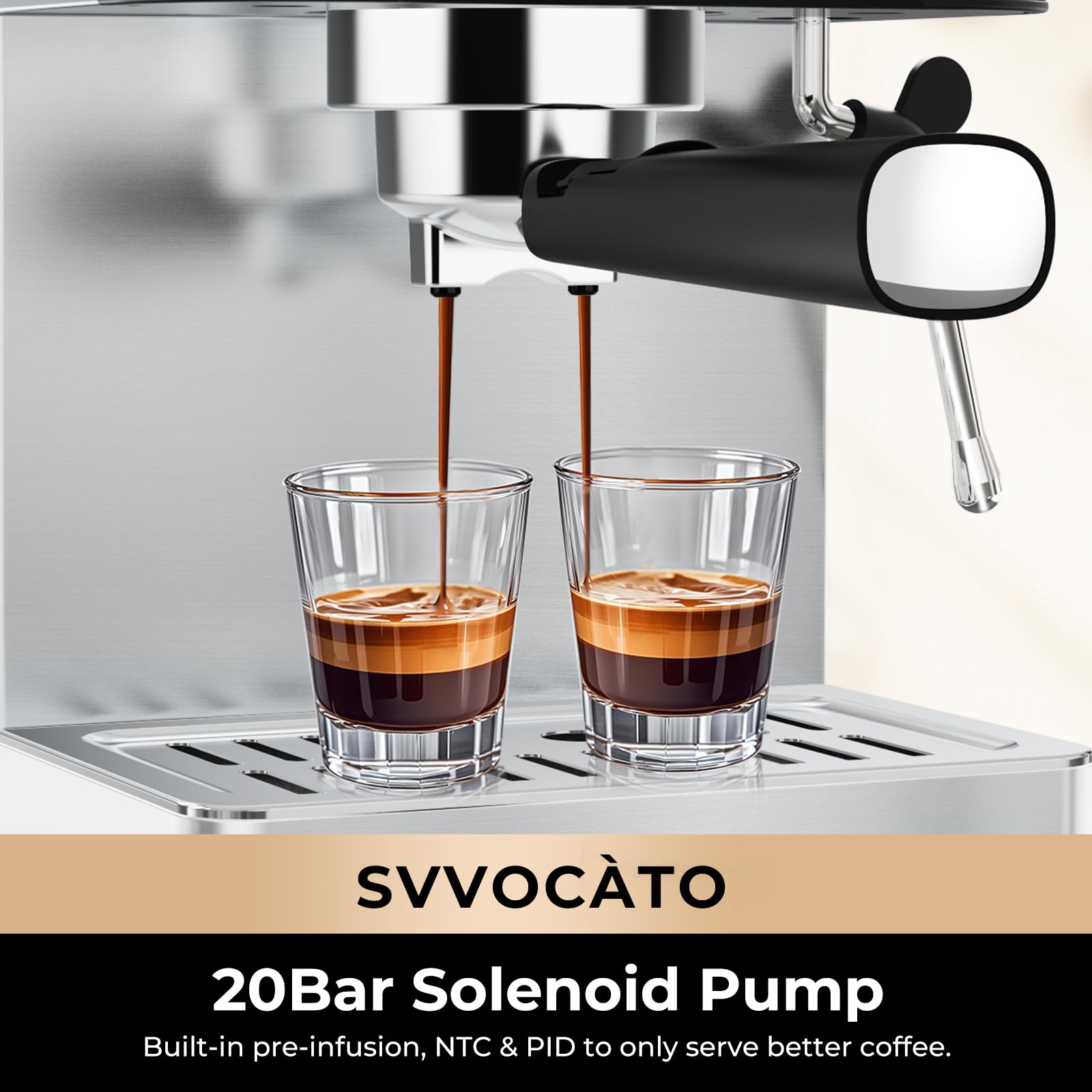 CHULUX Svvocàto Hot & Cool Espresso Machine, 20 Bar Italian Pump, Professional Coffee Machine for Home Latte Cappuccino Espresso Maker, Full Color Touch Panel