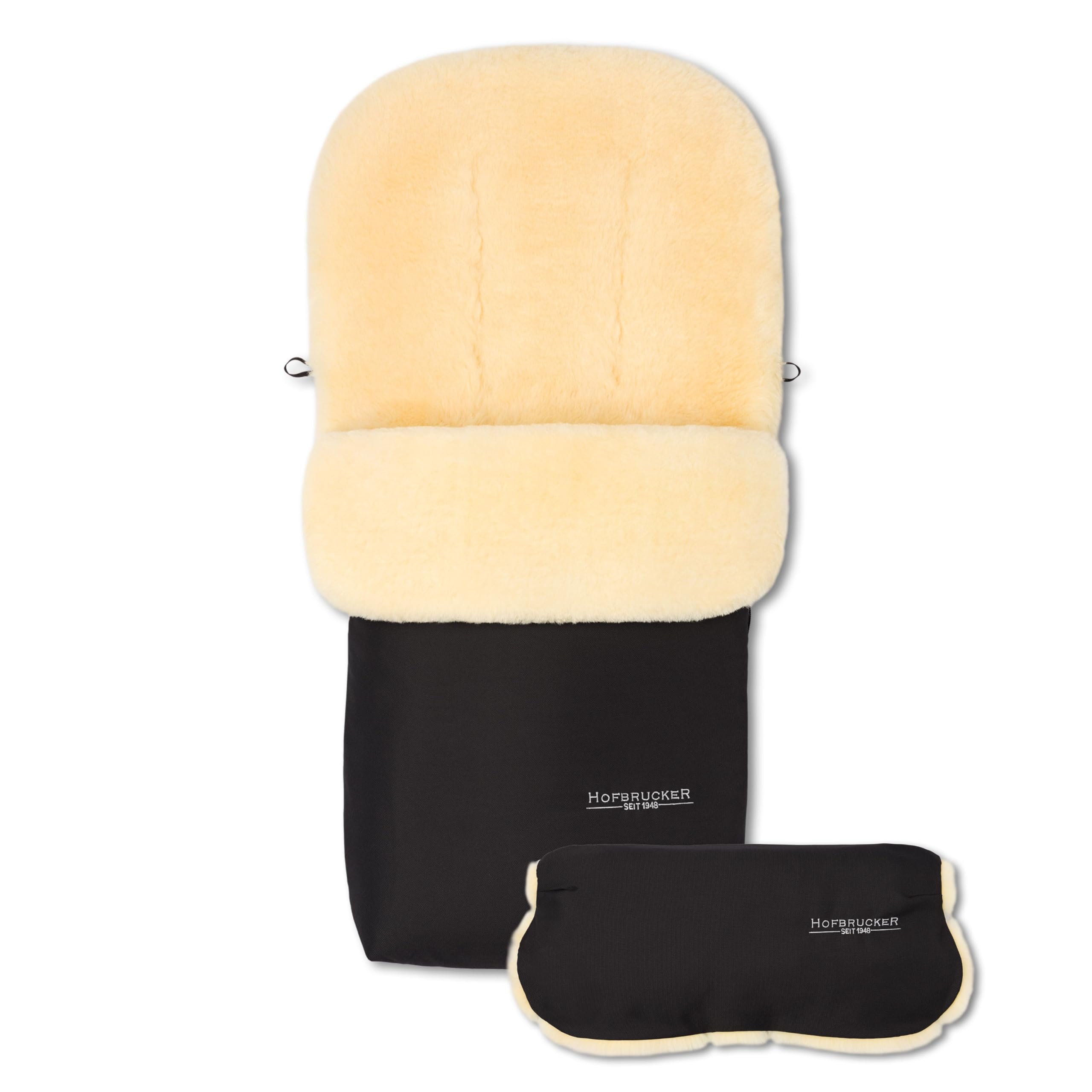 Hofbrucker Putzi - Coprigambe invernale in pelliccia di agnello, set con scaldamani, antivento e impermeabile, per passeggino e passeggino, vera pelliccia di agnello, caldo e traspirante, parte