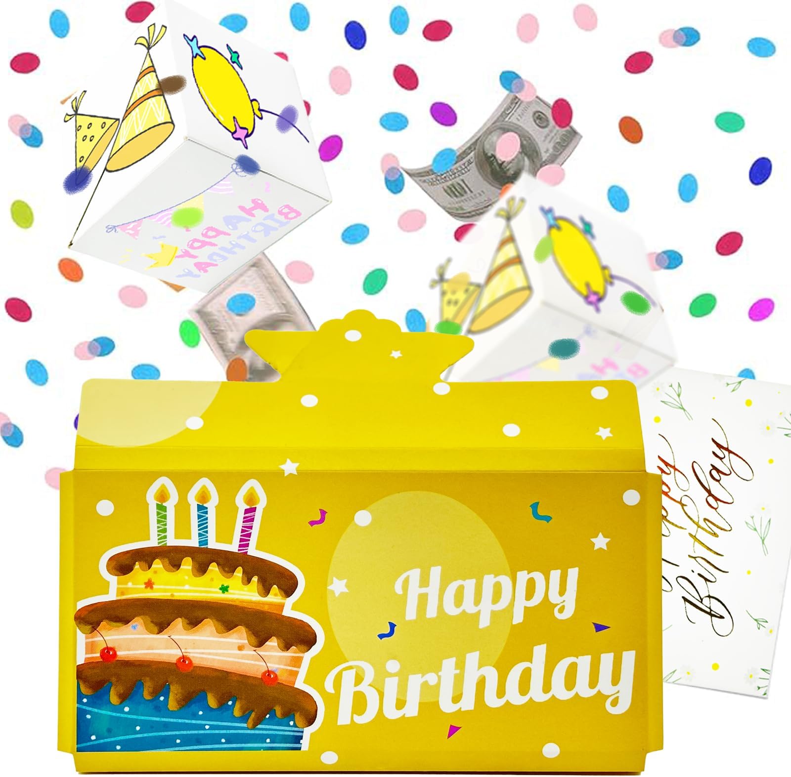 Explosion Surprise Card Exploding Cards Confetti Gift Greeting Card Birthday Anniversary Money Box DIY Photo Folding Gift Box Pop-Up Explosion Gift Box (Birthday)
