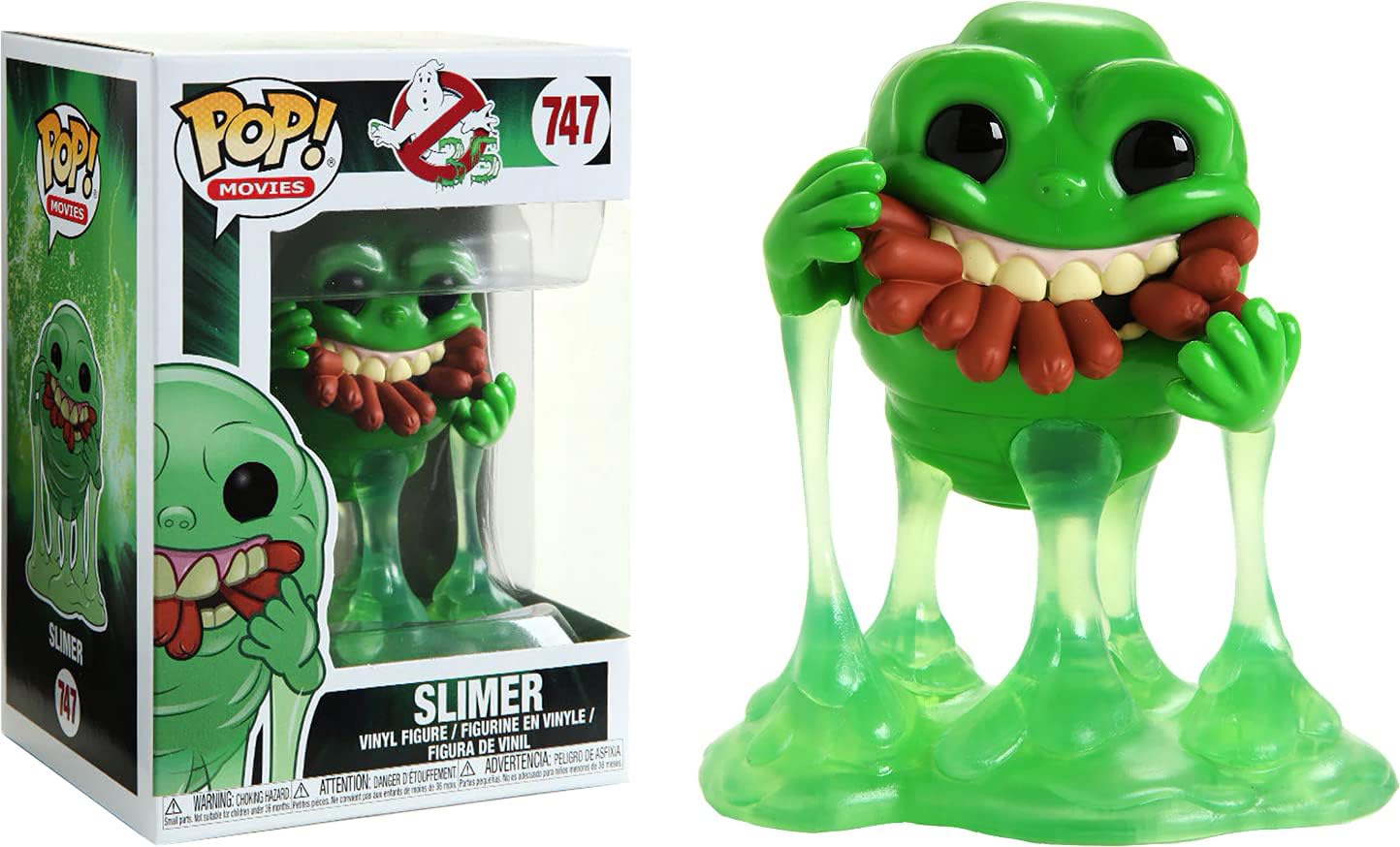 Funko Pop! Ghostbusters - Slimer with Hot Dogs Vinyl Figure (Bundled with Compatible Pop Box Protector Case), Multicolor, 3.75 inches