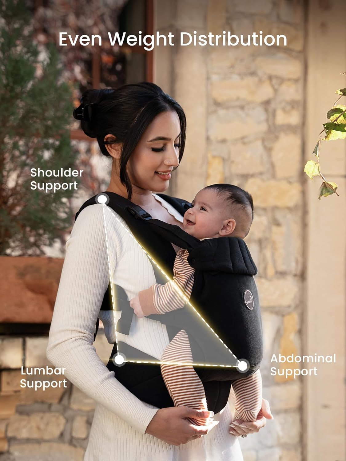 GROWNSY Baby Carrier, One-Click Release Clasp for Easy to Wear, Cozy Wraps Carrier Newborn to Toddler with Head Support(7-44lbs), Ergonomic & Lightweight for Infant to Toddler, Black
