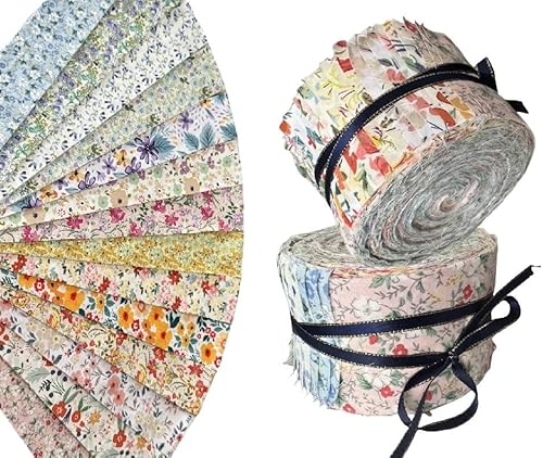 Miniatura 10 de Jelly Roll - Tiras de tela para acolchar de 2.5 pulgadas, precortadas, diseño floral, rollo de tela de algodón, 42 unidades