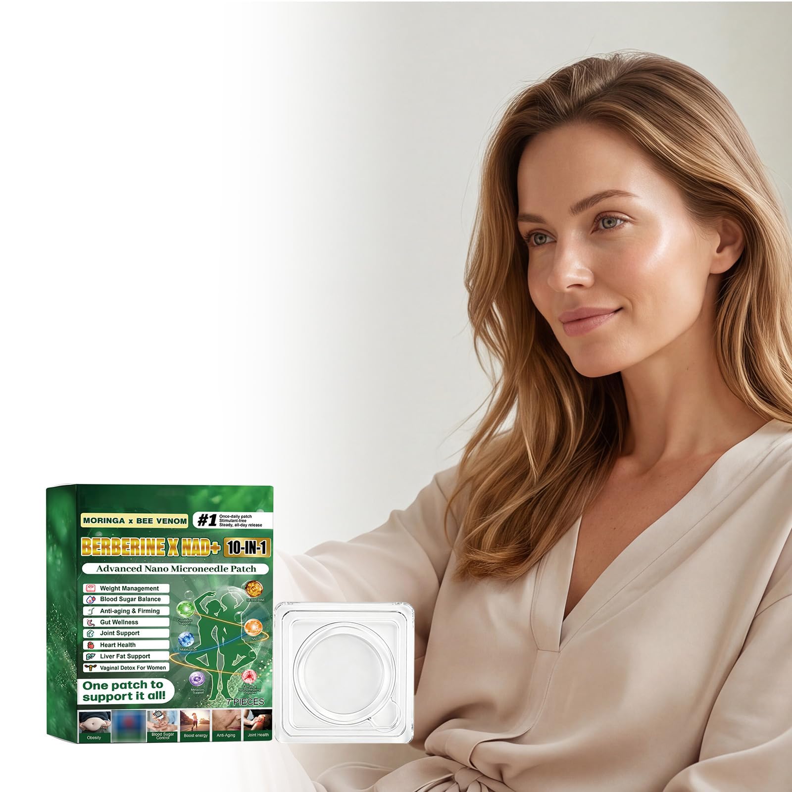 Botanical Patch 10-in-1 Berberina, NAD+ and Moringa | Ingredienti naturali, facili da applicare, invisibili, ideali per uomini e donne