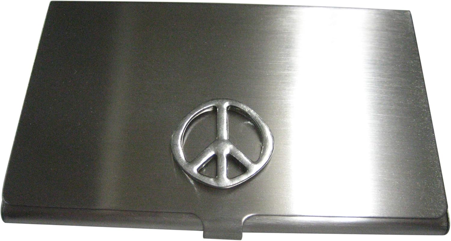 Kiola Designs Silver Toned Peace Symbol Business Card Holder