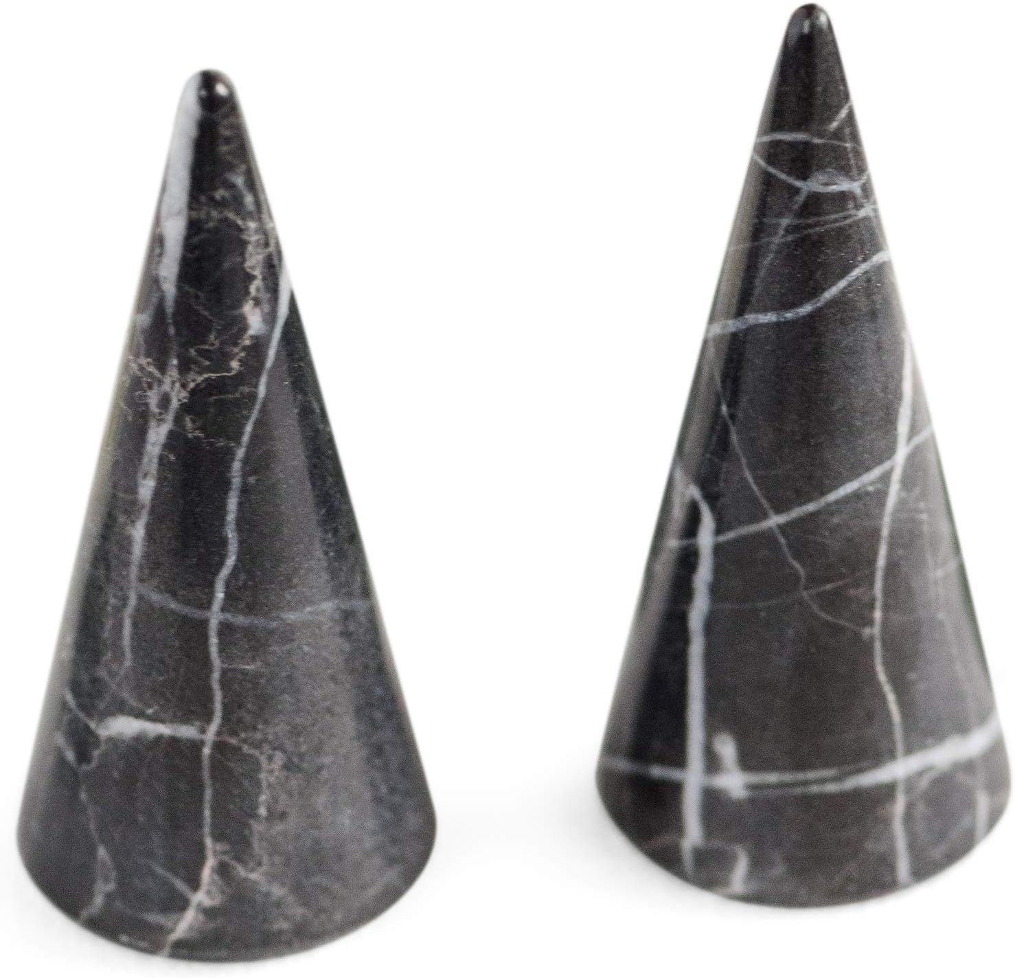 Ring Holder Cone Genuine Marble Polished| Ring Jewelry Display Stand (Black marble, 2)
