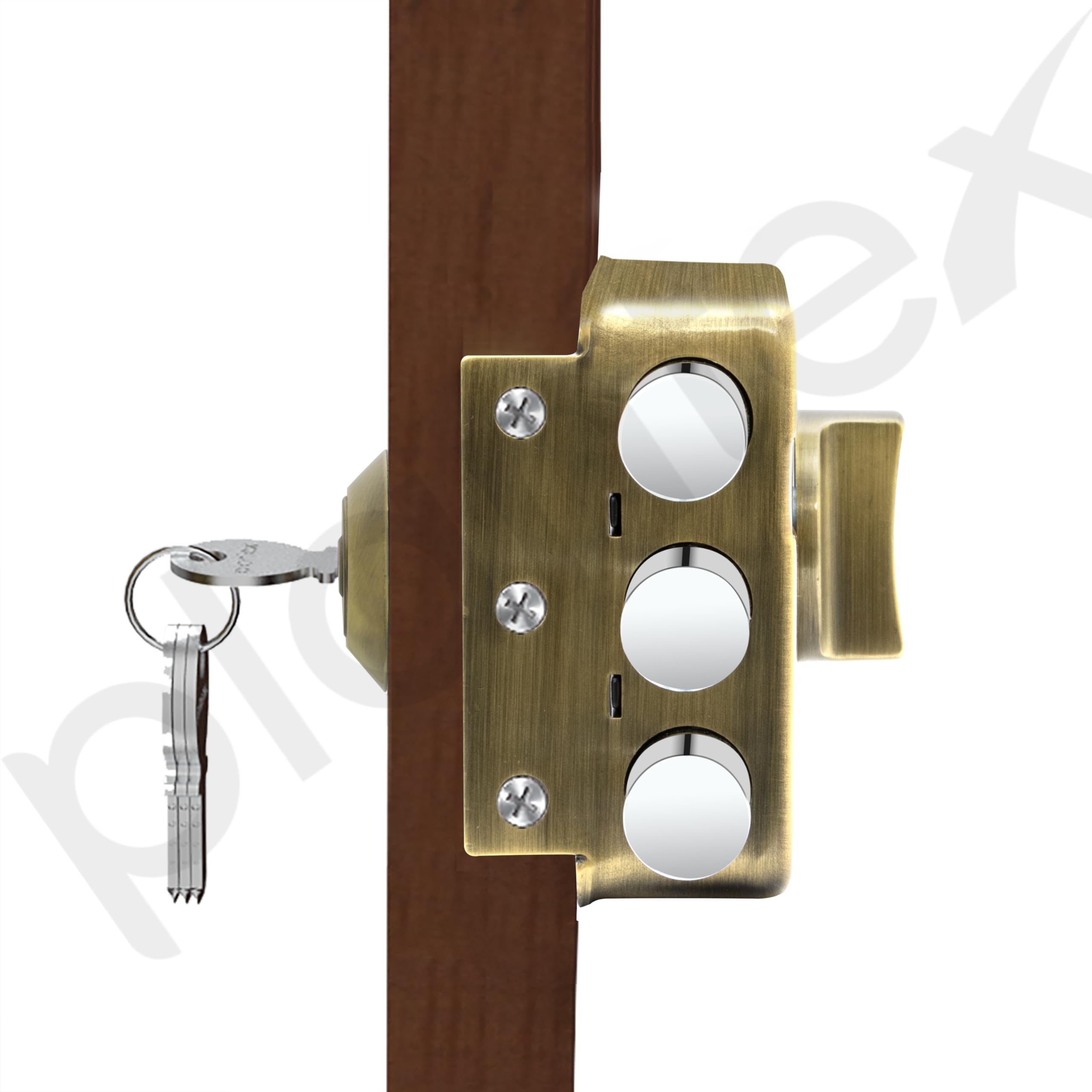 Plantex Tri-Bolt Lock for Main Door/Heavy Duty Door Lock with 4 Keys/Suitable on Single Door for Home/Office/Hotel - Pack of 1 (Brass Antique) — Amazon image 7