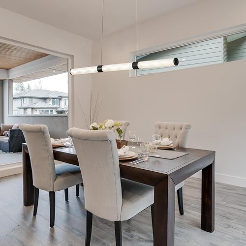 Miniatura 10 de Candelabro moderno LED dorado, lámpara colgante ajustable, lámparas lineales doradas, luz de isla regulable, lámpara colgante fácil de instalar,