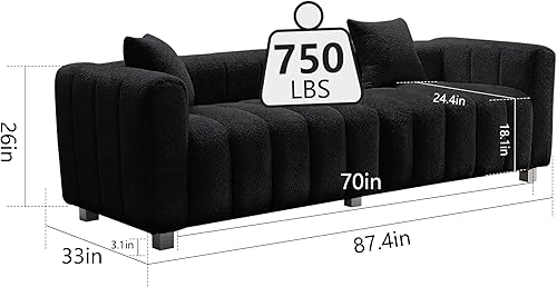 Miniatura 2 de Hdxdkog Sofá moderno de burbujas de 87.4 pulgadas con 2 almohadas, sofá Boucle de alta calidad, sofá de 3 plazas, sofá biplaza mullido con cojines