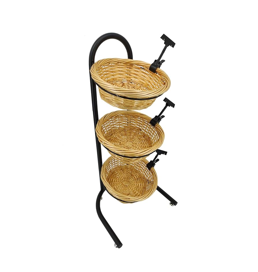 ★ Akari ★ WALLABY BASKET STAND Black SunnyPoint Black 3 Tier Wire Basket Stand | Michaels