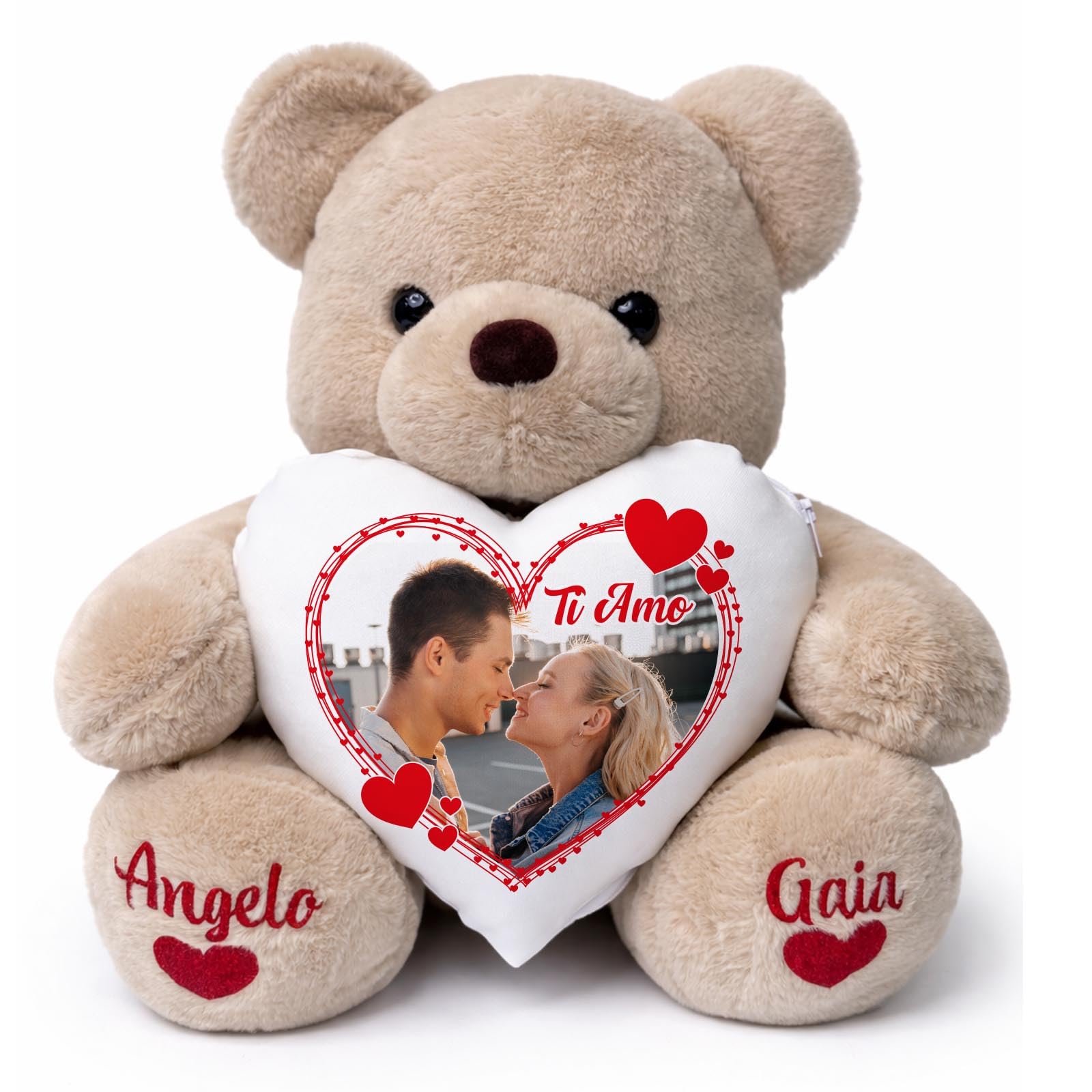 RANJIMA Orsetto Peluche 35cm Con Rosa - Regalo Dolce Per Fidanzata, Compleanno, San Valentino