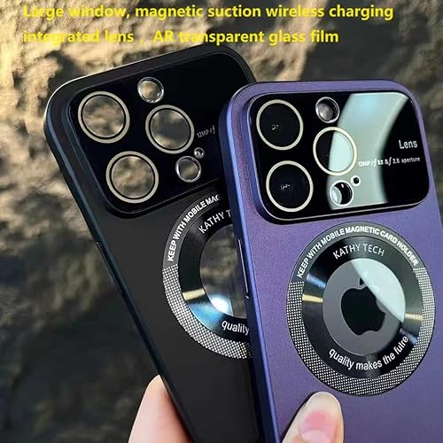 Miniatura 7 de Funda magnética para iPhone 15 Pro Max compatible con Magsafe protector de cámara de lente de cristal a prueba de golpes, parte trasera de