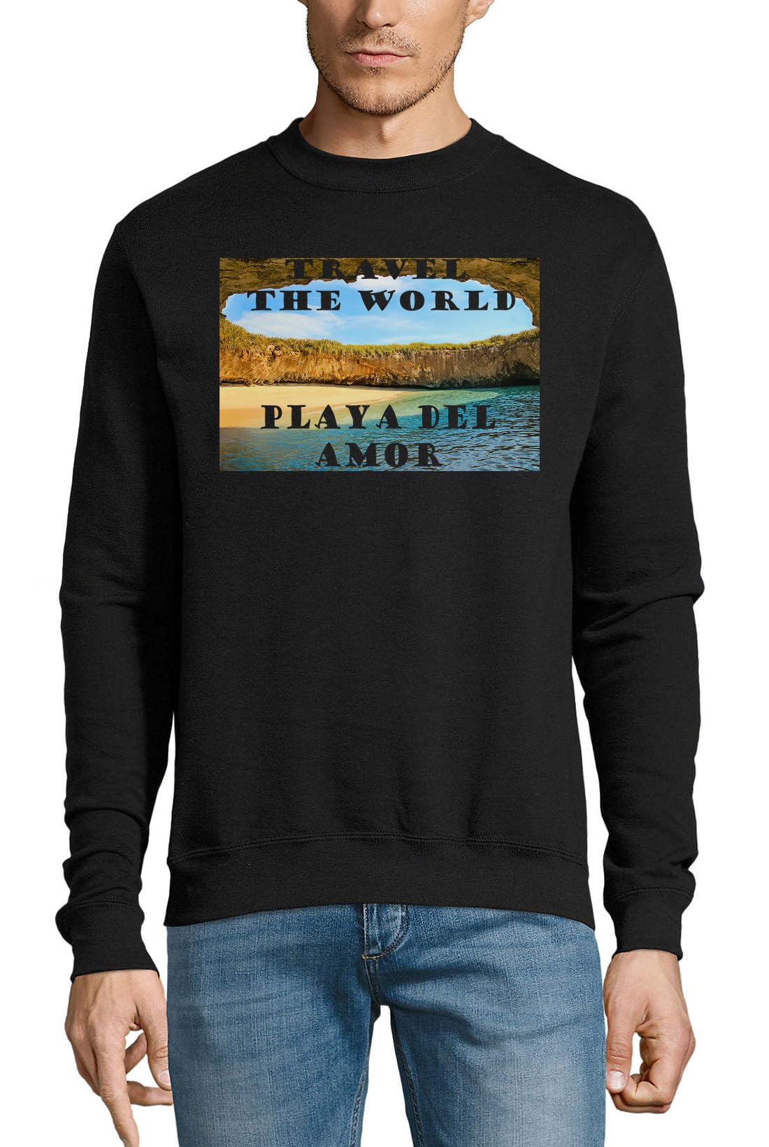 Pull en coton noir Playa del Amor pour ne plus avoir froid