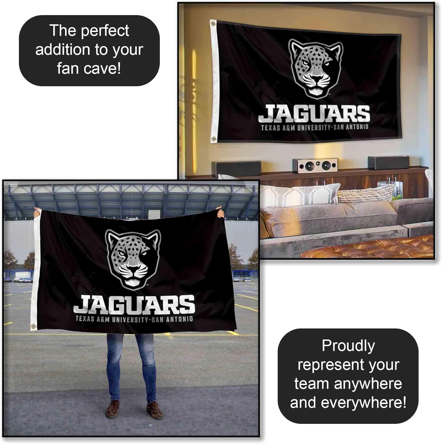 College Flags & Banners Co. Texas A&M San Antonio Jaguars Wordmark Logo Large Grommet Banner Flag - Image 5