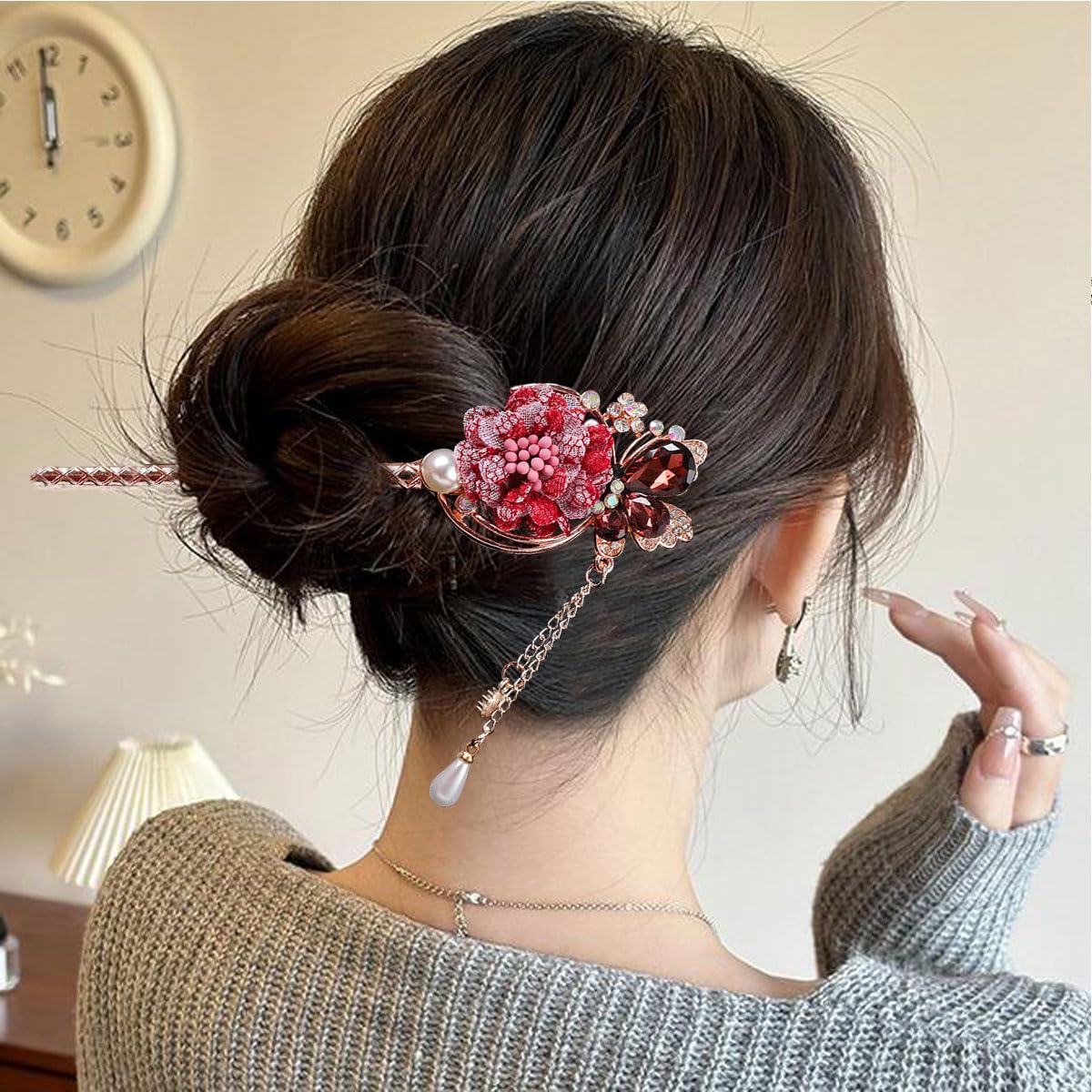 Amazon.com : Snadulor 6 PCS Chinese Flower Hair Sticks 