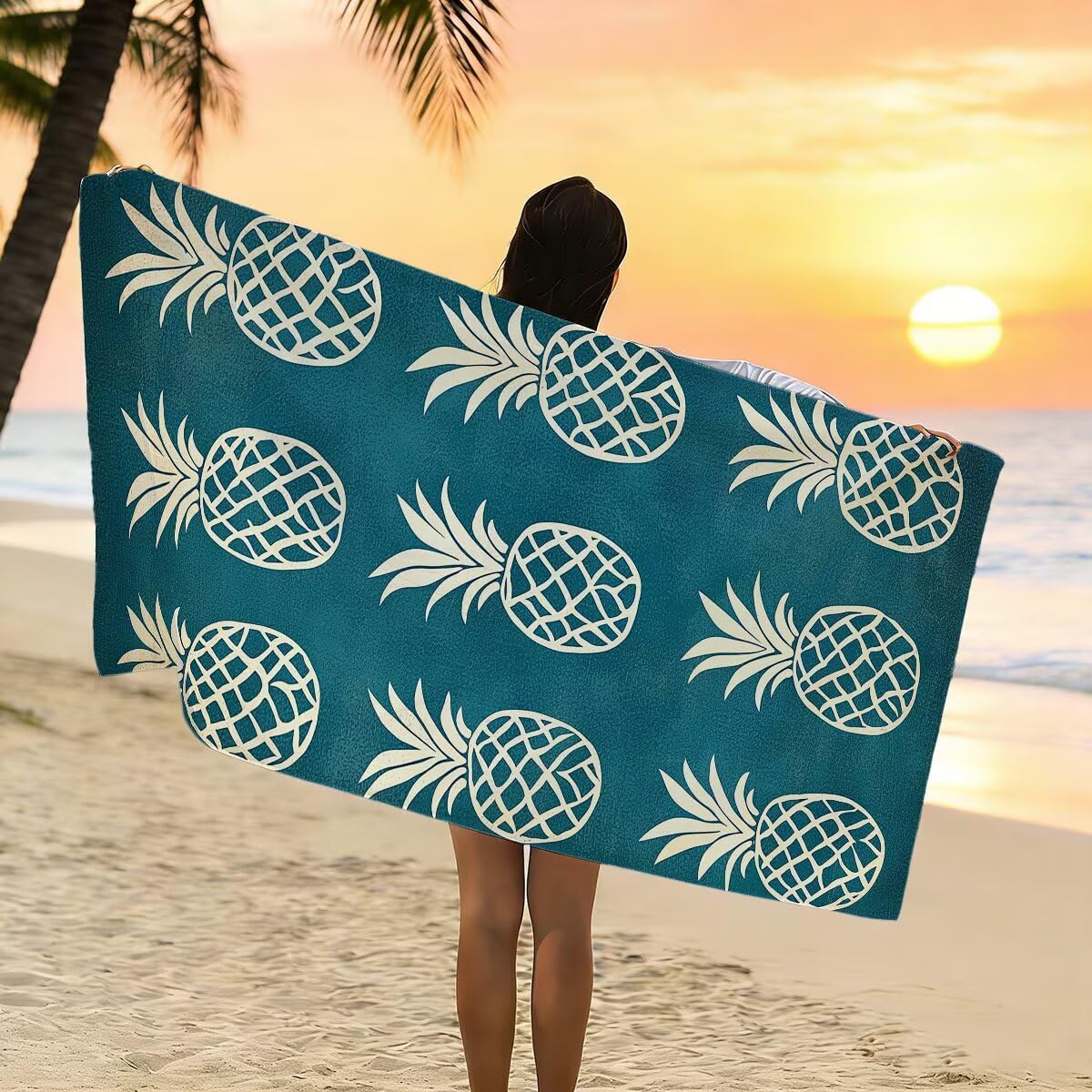 Telo Mare Microfibra, Telo Mare Grande 100x200cm 2 Pezzi, Asciugamano Palestra Donna Asciugatura Rapida, Antisabbia Asciugamano Microfibra, Leggero Asciugamani Palestra per Regalo (Animale) -4334