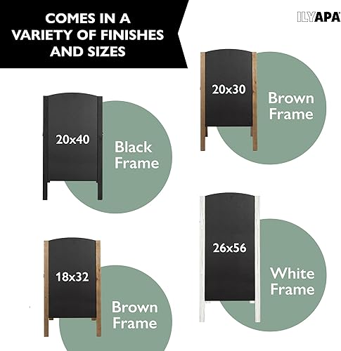 Miniatura 6 de Ilyapa Letrero de pizarra con marco en A para acera, 20 x 40 pulgadas, letrero de sándwich plegable con parte superior redondeada, resistente
