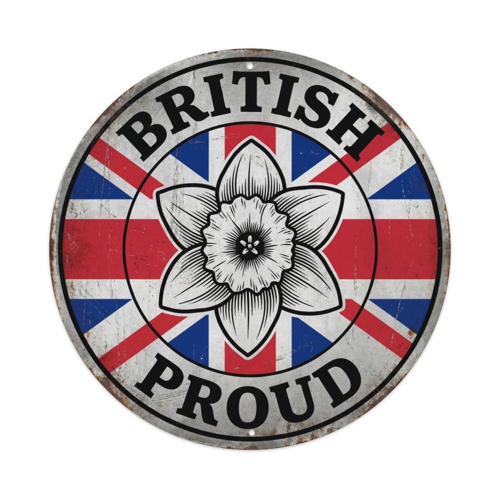 British Proud Daffodil Botanical Heritage Emblem Metal Tin Sign