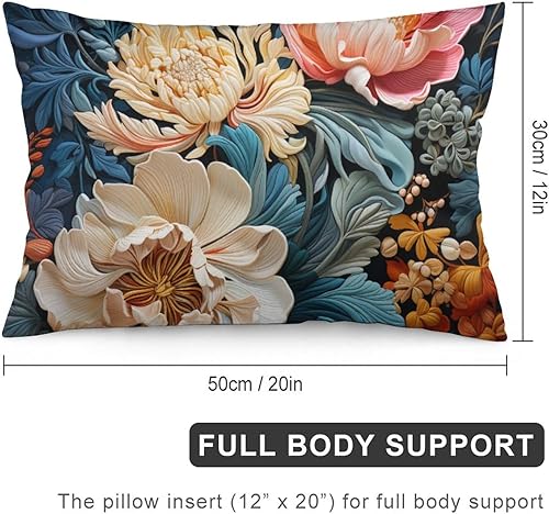 Miniatura 2 de Fundas de almohada florales azules de 12 x 20 pulgadas para primavera y verano, funda de cojín decorativa con cremallera, fundas de almohada