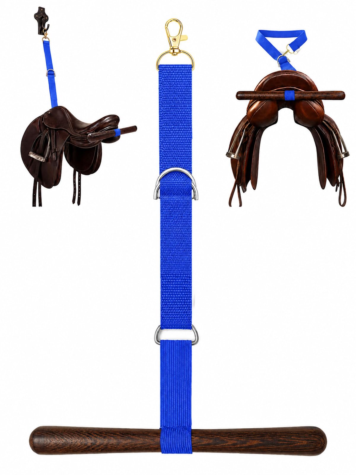Saddle Shaped T Shaped Hanger, Rustic Adjustable Saddle Hanger, Portable Hanging Saddle Rack (Blue)