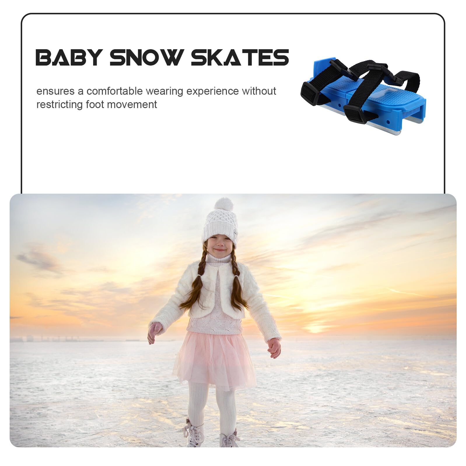 Mikikit Pattini da Ghiaccio per Bambini a Doppia Lama Blu Regolabili, Scarpe da Pattinaggio Sicure e Comode per Sport Invernali all’Aperto, Assistenza per Principianti e Allenamento